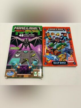 Minecraft Magnetic Travel Puzzle Minecraft Deep Dive Book BUNDLE